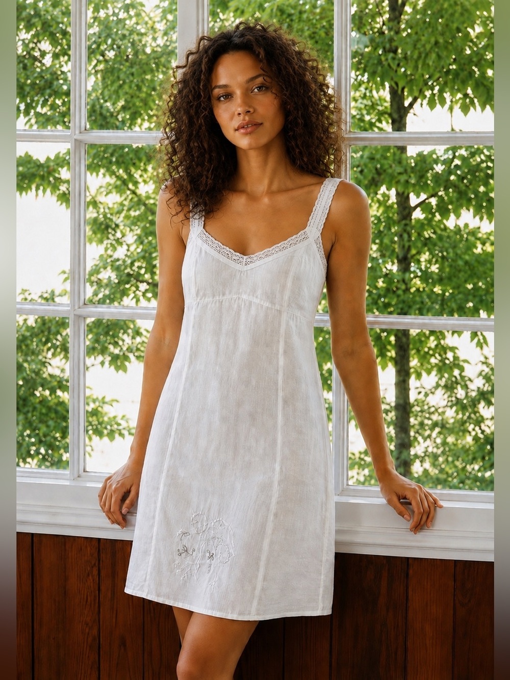 Noa Noa  White Linen Slip Dress